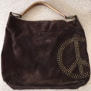 Lucky Brand Peace Brown Suede Handbag
